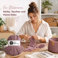 Baumwollkordel 5mm 50m Rosa Mauve - Makramee Garn geflochten