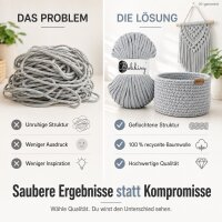 Baumwollkordel 5mm 50m Grau - Light Grey Kordelgarn für Körbe