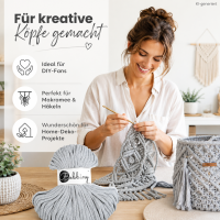 Baumwollkordel 5mm 50m Grau - Light Grey Kordelgarn für Körbe