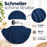 Flechtgarn 5mm 50m Blau Jeans Baumwollkordel für Home-Deko