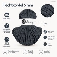 Baumwollkordel 5mm 50m Grau - Charcoal Flechtkordel für Körbe