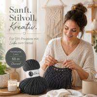 Baumwollkordel 5mm 50m Grau - Charcoal Flechtkordel für Körbe