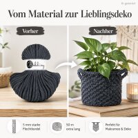 Baumwollkordel 5mm 50m Grau - Charcoal Flechtkordel für Körbe