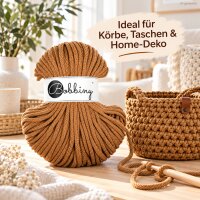 Baumwollkordel 5mm 50m Braun Caramel - Häkelkordel geflochten