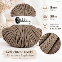 Baumwollkordeln - Flechtkordeln 5 mm - 50m Coffee