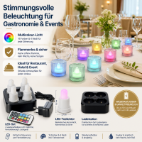 Duni LED 4er-SET Warmweiß & Multicolour, inklusive Fernbedieung & Ladestation