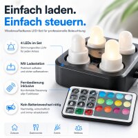 Duni LED 4er-SET Warmweiß & Multicolour, inklusive Fernbedieung & Ladestation
