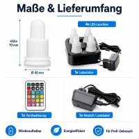Duni LED 4er-SET Warmweiß & Multicolour, inklusive Fernbedieung & Ladestation