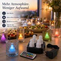 Duni LED 4er-SET Warmweiß & Multicolour, inklusive Fernbedieung & Ladestation