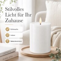 Deluxe Homeart Unique LED-Kerze Echtwachs Weiß - 7,5 x 10 cm