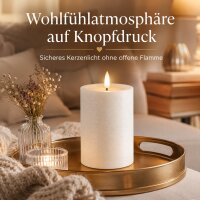 Deluxe Homeart Unique LED-Kerze Echtwachs Weiß - 7,5 x 10 cm