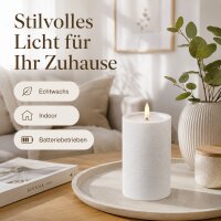 Deluxe Homeart Unique LED-Kerze Echtwachs Weiß - 7,5 x 12,5 cm