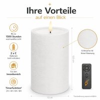 Deluxe Homeart Unique LED-Kerze Echtwachs Weiß - 7,5 x 12,5 cm