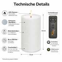 Deluxe Homeart Unique LED-Kerze Echtwachs Weiß - 7,5 x 12,5 cm