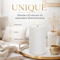 Deluxe Homeart Unique LED-Kerze Echtwachs Weiß - 7,5 x 12,5 cm