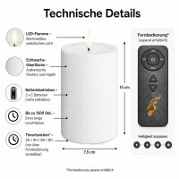 Deluxe Homeart Unique LED-Kerze Echtwachs Weiß - 7,5 x 15 cm