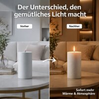 Deluxe Homeart Unique LED-Kerze Echtwachs Weiß - 7,5 x 15 cm