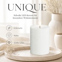 Deluxe Homeart Unique LED-Kerze Echtwachs Weiß - 7,5 x 15 cm