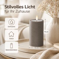 Deluxe Homeart Unique LED-Kerze Echtwachs Mokka - 7,5 x 15 cm