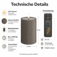 Deluxe Homeart Unique LED-Kerze Echtwachs Mokka - 7,5 x 15 cm