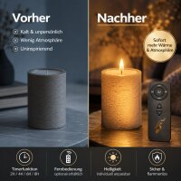 Deluxe Homeart Unique LED-Kerze Echtwachs Mokka - 7,5 x 15 cm