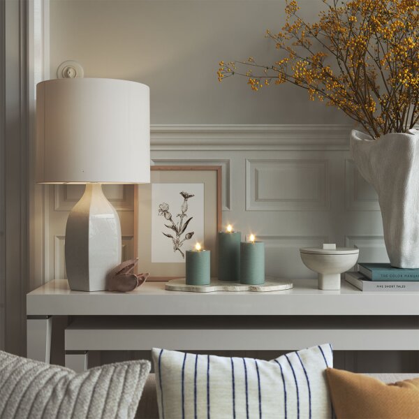 Deluxe Homeart Unique LED-Kerze Echtwachs Salbei Grün