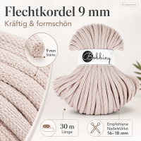Makramee Kordel 9mm 30m Beige Nude - Baumwollkordel geflochten