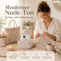Makramee Kordel 9mm 30m Beige Nude - Baumwollkordel geflochten