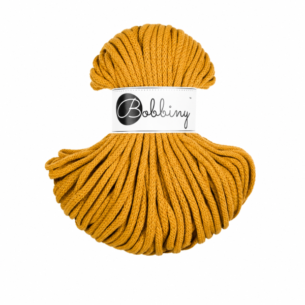 Flechtkordel 5mm 50m Gelb Mustard - Kordelgarn aus Baumwolle
