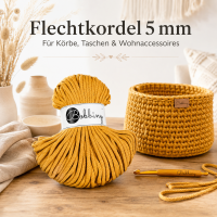 Flechtkordel 5mm 50m Gelb Mustard - Kordelgarn aus Baumwolle