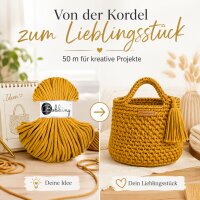 Flechtkordel 5mm 50m Gelb Mustard - Kordelgarn aus Baumwolle
