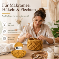 Flechtkordel 5mm 50m Gelb Mustard - Kordelgarn aus Baumwolle