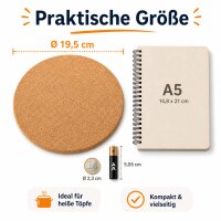 Kork Untersetzer Topf 0,7x19,5cm Natur Korkbraun rund Tischschutz
