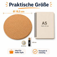 Kork Untersetzer Topf 0,7x19,5cm Natur Korkbraun rund Tischschutz