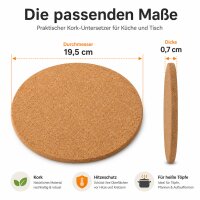 Kork Untersetzer Topf 0,7x19,5cm Natur Korkbraun rund Tischschutz