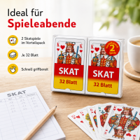 Skatkarten 2er Set mit je 32 Blatt – klassische Spielkarten für Skat