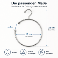Gürtelring aus Metall für den Kleiderschrank Ø 15 cm