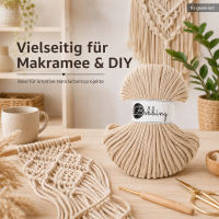 Baumwollkordel 5mm 50m Beige - Warm Beige Kordelgarn geflochten