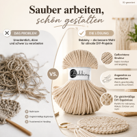 Baumwollkordel 5mm 50m Beige - Warm Beige Kordelgarn geflochten