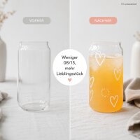 Hohes Glas mit Herzen 15cm Transparent Weiß - Borosilikat 500ml
