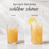 Hohes Glas mit Herzen 15cm Transparent Weiß - Borosilikat 500ml