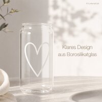 Trinkglas mit Herz 500ml Transparent Weiß - Borosilikatglas hoch