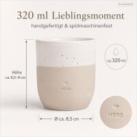 Steingut Becher 320ml Creme Beige - henkelloser Kaffeebecher Keramik