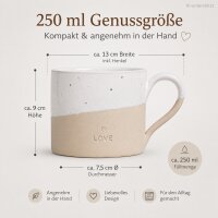 Steingut Tasse 13x9x7,5cm Weiß Beige - Keramikbecher 250ml Love