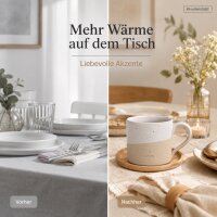 Steingut Tasse 13x9x7,5cm Weiß Beige - Keramikbecher 250ml Love