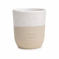 Steingut Becher 320ml Weiß Creme - Kaffeebecher...