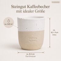 Steingut Becher 320ml Weiß Creme - Kaffeebecher ohne Henkel Kaffee