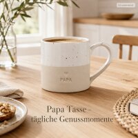 Papa Becher 14x9,5x9cm Weiß Beige - große Steingut Tasse 350 ml