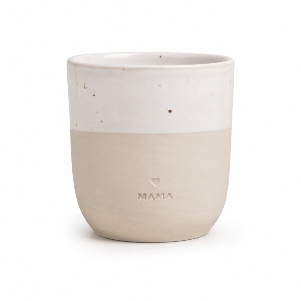 Mama Kaffeebecher 320ml Beige Creme - Steingutbecher handgefertigt