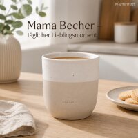 Mama Kaffeebecher 320ml Beige Creme - Steingutbecher handgefertigt